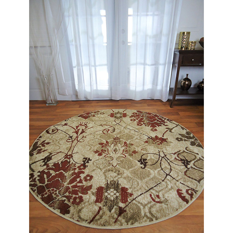 Singletary Floral Indoor / Outdoor Rug, Round 5'