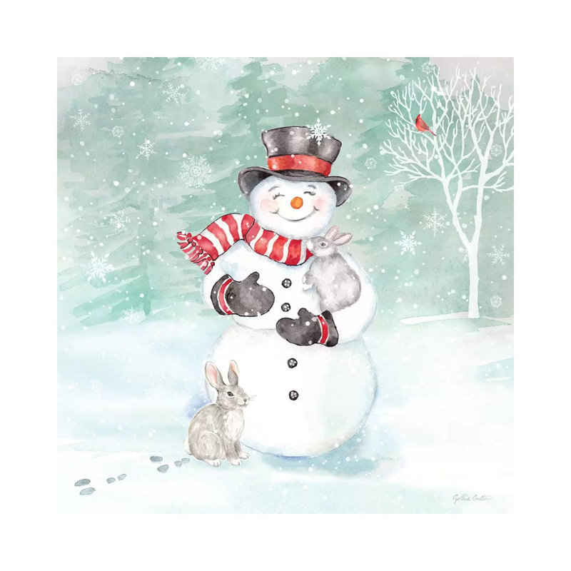 Let It Snow Blue Snowman VI by Cynthia Coulter - Wrapped Canvas Print