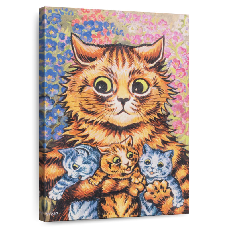 Brampt A Cat With Her Kittens, 12" H x 8" W