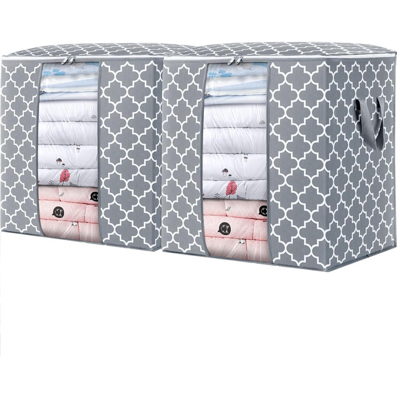 Storage Bag Large Blanket Clothes Organization And Storage Containers For Comforters,Bedding, Foldable Organizer With Reinforced Handle, Clear Window, Sturdy Zippers