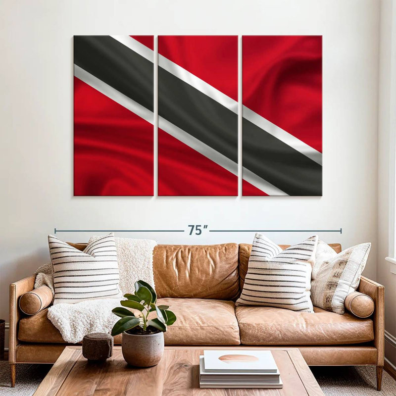 Drapeau en soie de Trinité-et-Tobago, H 36 po x l 57 po