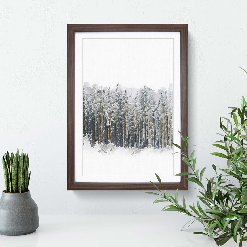 View of a Winter Forest - Picture Frame Painting Print, Walnut Framed, 65cm H x 48cm W x 2cm D