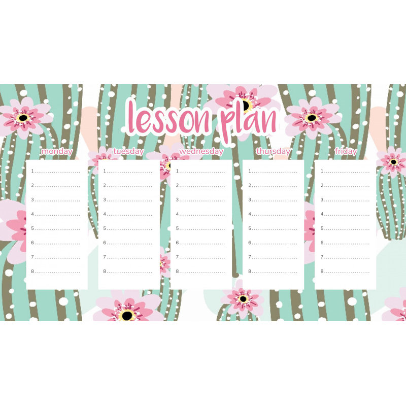 Magnetic Lesson Plan Pink Cactuses