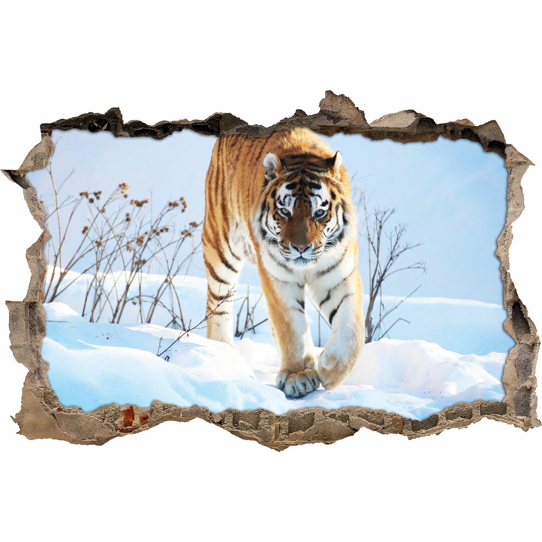 Schöner Tiger auf Schnee Wandaufkleber