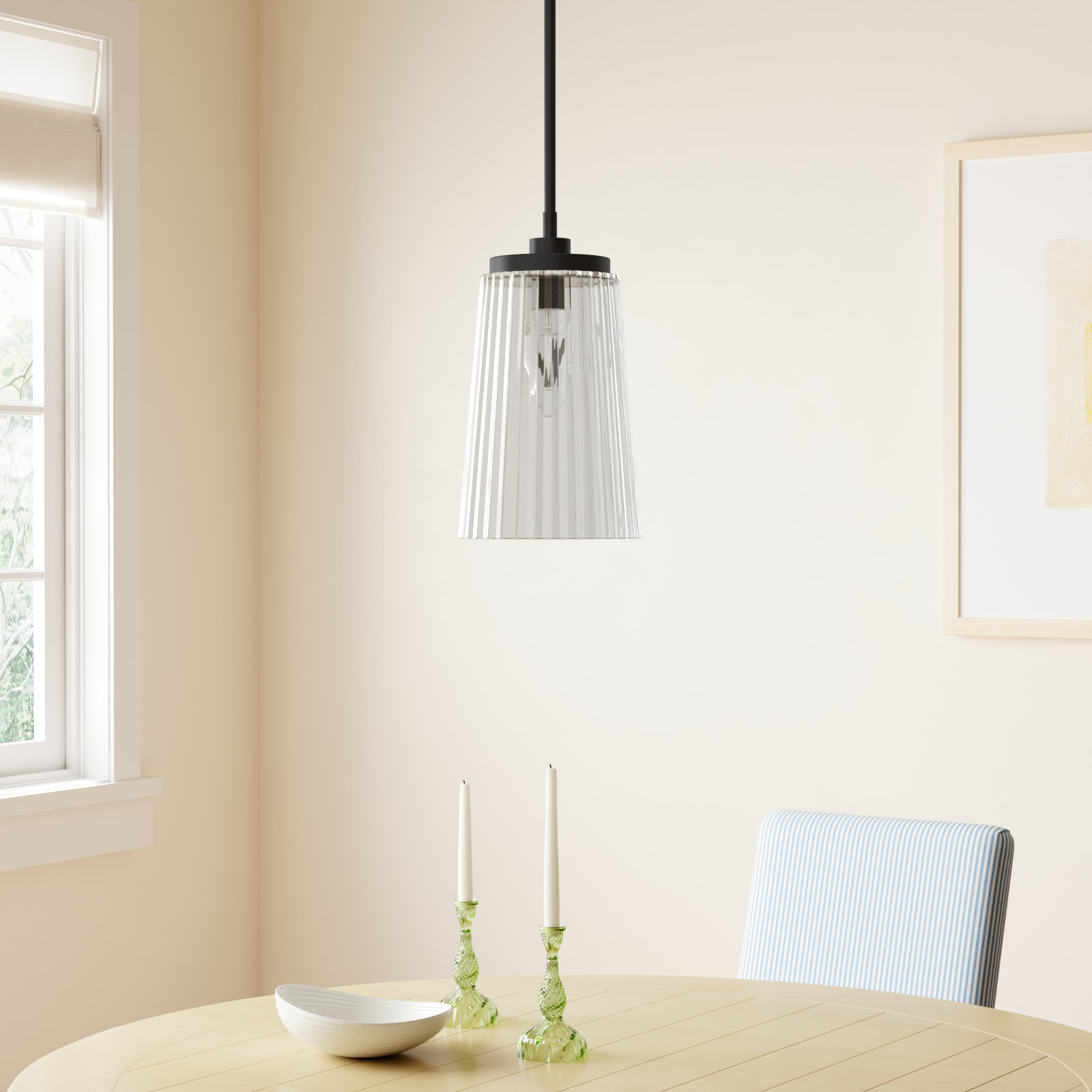 Jeanie Dimmable Single Light Pendant, Matte Black
