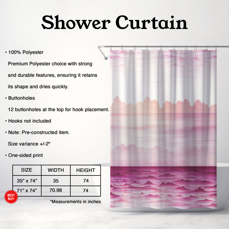 Rideau de douche Pink Glow - Premium, H 74 po x l 71 po