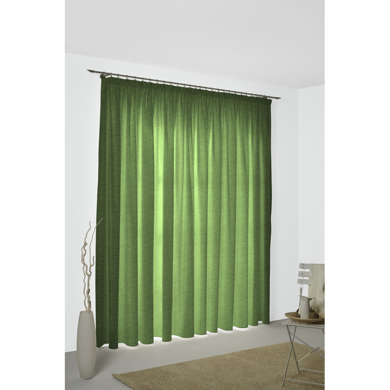 Polyacrylic Opaque Pinch Pleat Curtain Panel, 132cm Width x 315cm Drop, Dark green
