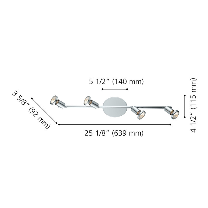 Nichols 28'' 4 -Light Fixed Track Track Kit with Dimmable and Adjustable Head, Chrome