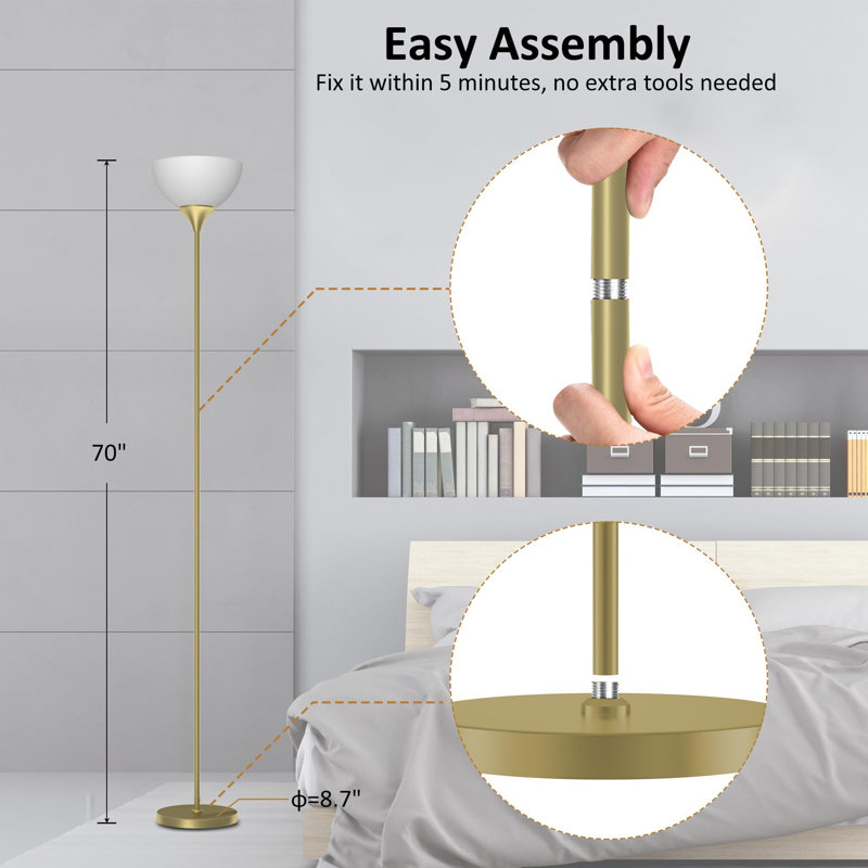 70" Floor Lamp with Remote Control, Gold