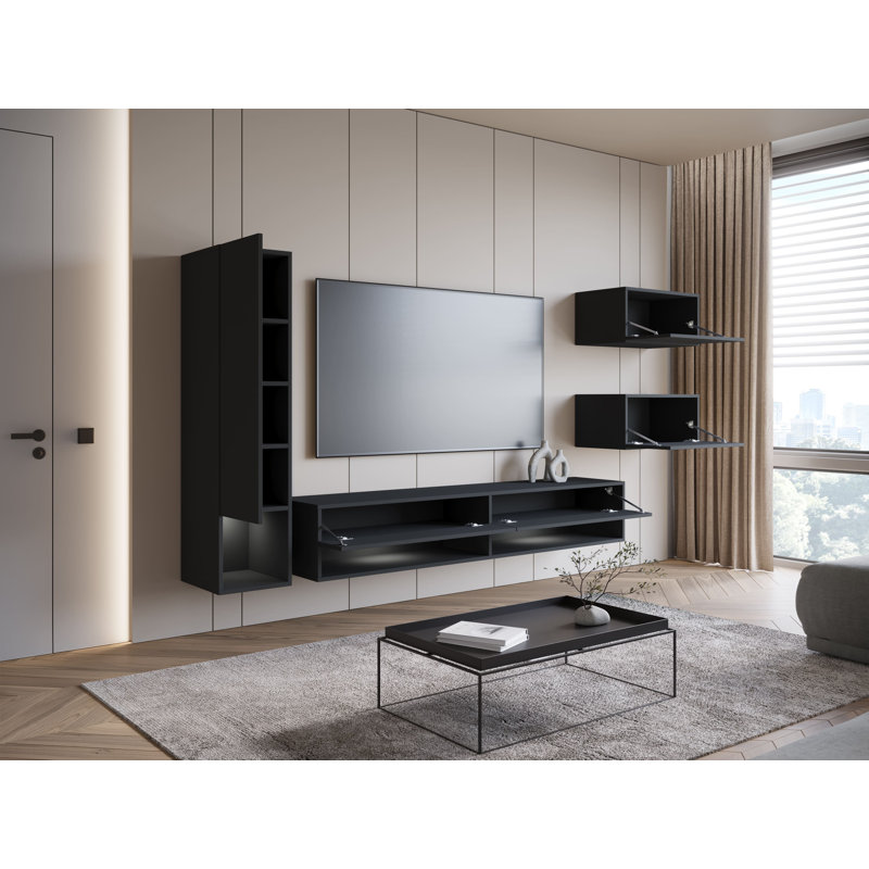Unterhaltungsecke Creasey für TVs bis 78", Black Graphite Matt