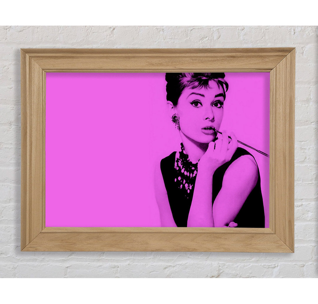 Audrey Hepburn Pink - Einzelner Bilderrahmen Kunstdrucke