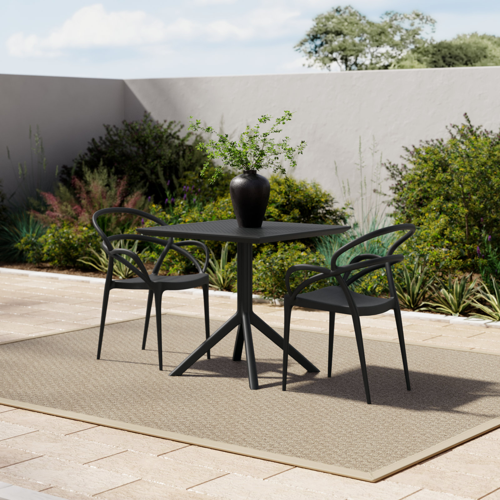 Farrah 32" Patio Bistro Set, Black