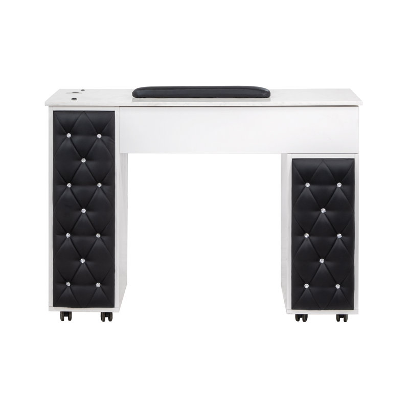 Organisateur de maquillage en bois, Blanc / noir