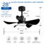 Ventilateurs de plafond 28 'avec lumières et télécommande / APP, ventilateurs de plafond à profil bas avec 5 pales réversibles 3 couleurs à intensité variable 6 vitesses pour la cuisine de la chambre à coucher-1762804667