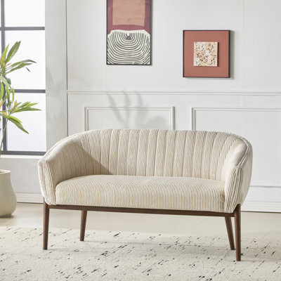 Loveseat, Upholstered Sofa With Tapered Wood Legs