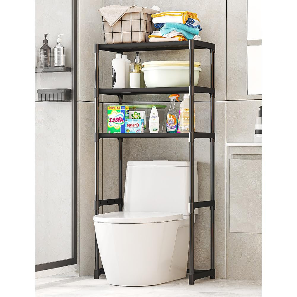 3-Tier Space-Saving Over-The-Toilet Storage Rack – Freestanding Metal Bathroom Organizer – Sturdy and Easy to Assemble – Fits Most Bathrooms and Laund