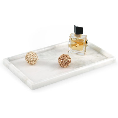 African Natural Marble Tray, 12"X7" Coffee Table Vanity/Decorative Tray For Jewerly, Watch, Perfume Candle Tray For Bedroom/Bathroom/Kitchen Countertop