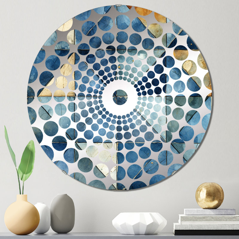 Rustic Cobalt Lattices Symmatry - Miroir décoratif à cercles concentriques, 31,4 po x 31,4 po