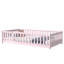 Twin Size Floor Bed With Fence And Door,Rubber Wood Floor Bed With Safety Guardrails,Pink