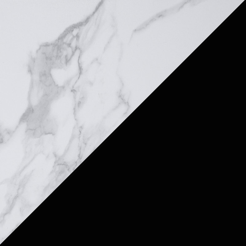 Table de bout avec rangement Darek, Faux marbre blanc / noir