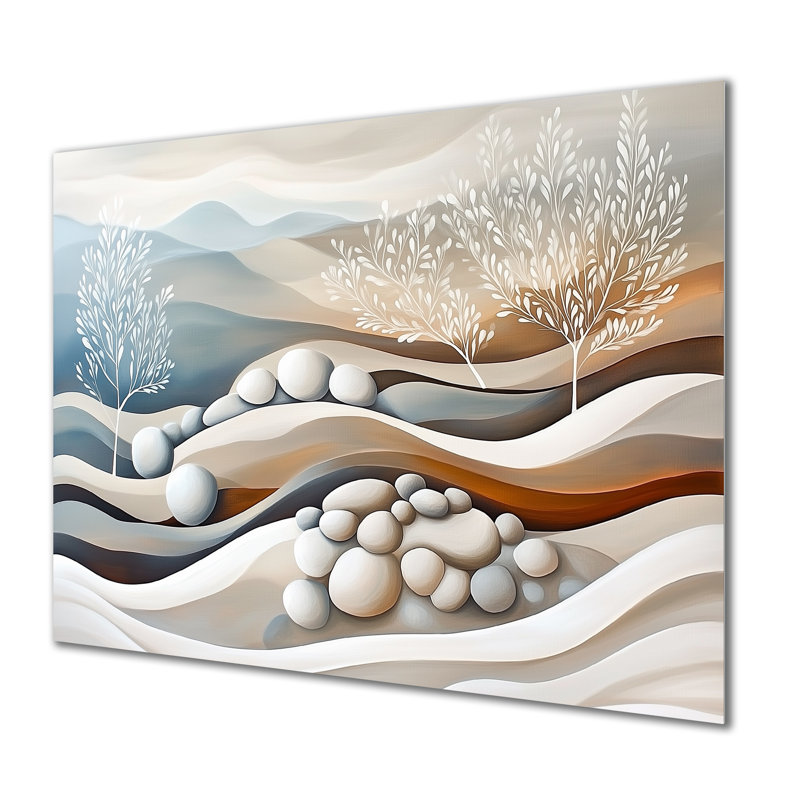 «White Rake Sands of Stillness II», art mural japonais minimalisme, impression sur métal, L 20 po x H 12 po