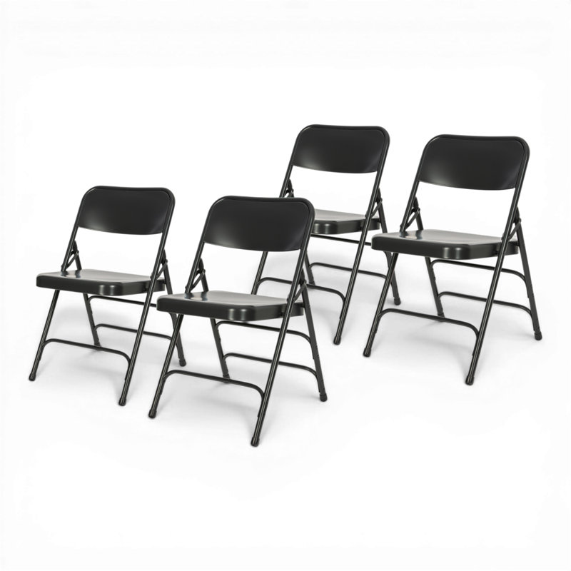 Chaise pliante empilable en métal Bernadine, Noir
