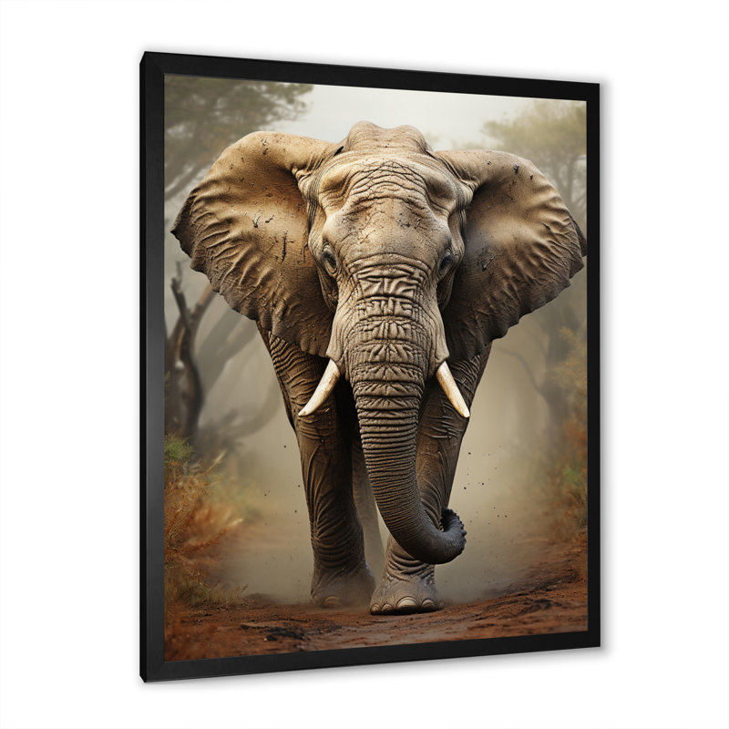 African Elephant Race Elegance II - Animals Canvas Art Print, Cadre photo noir, H 40 po x l 30 po x P 1,5 po