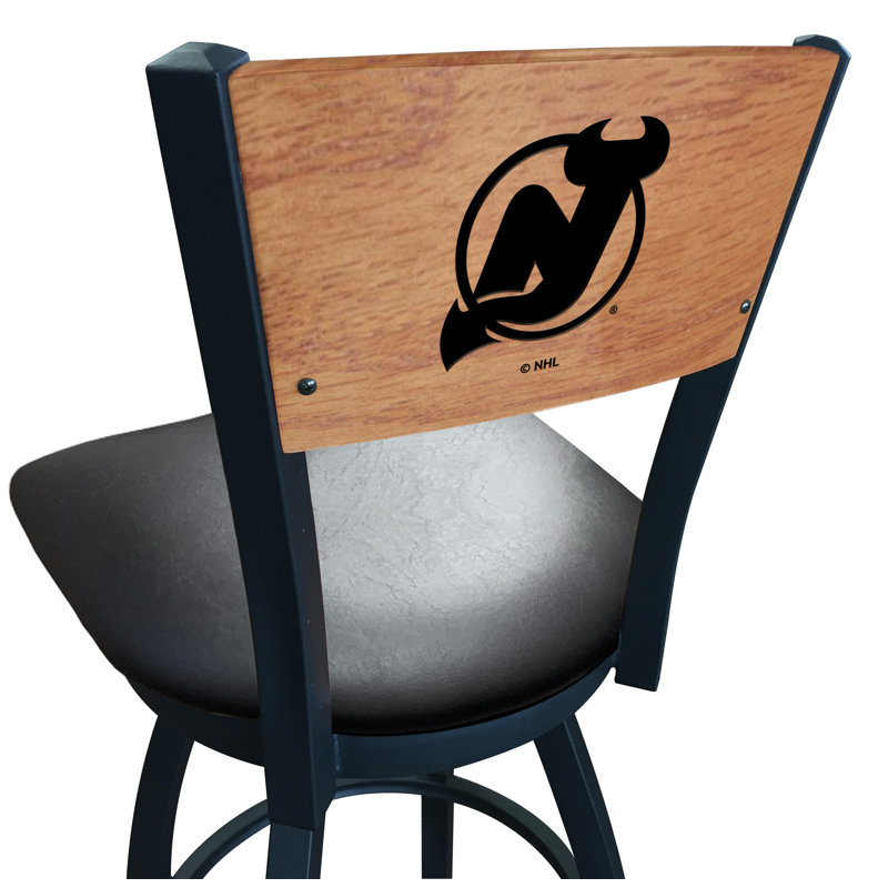 NHL Swivel Bar Stool, New Jersey Devils, Black Vinyl