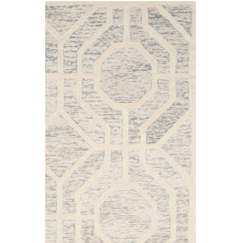 Deedgra Hand Tufted Wool Geometric Rug, Square 6'