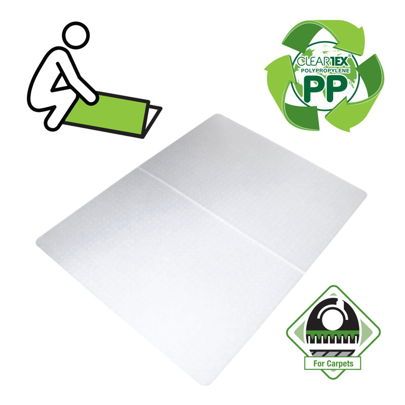 Cleartex Polypropylene Rectangular Foldable Chair Mat for Carpets - 46" x 57", 46" x 57"