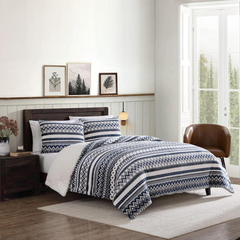 Ensemble d'édredon réversible Eddie Bauer Shelton Fair Isle, Édredon pour très grand lit + 2 très grandes ta