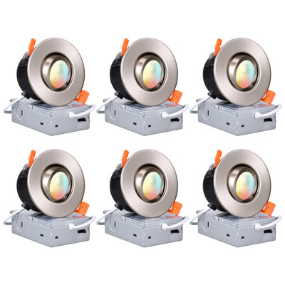 3" 5CCT Gimbal LED Recessed Light, CRI 90+, Dimmable Swivel Adjustable Eyeball Downlight with J-Box, IC Rated & Air Tight, Satin Nickel