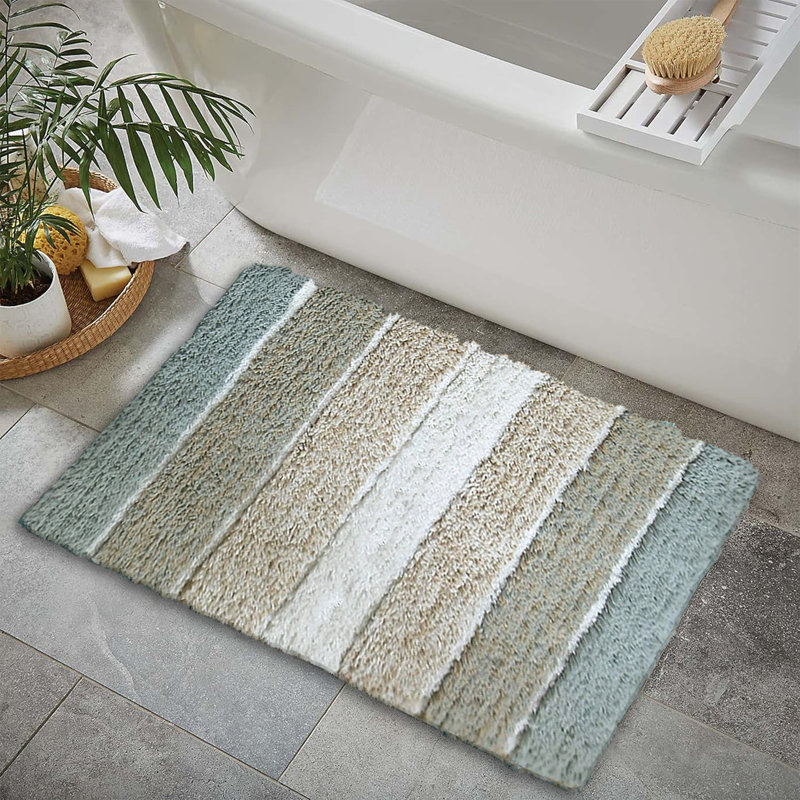 Tapis pour salle de bain Cervantez, Gris / Beige, L 21 po x L 34 po