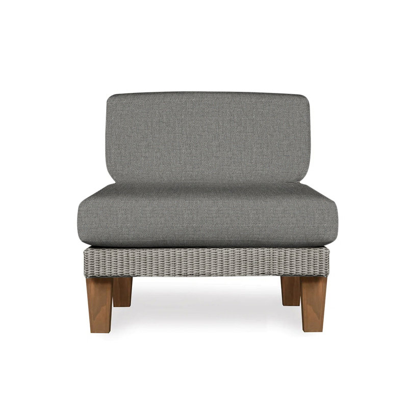 Catalina Outdoor Teak Lounge Chair, Canvas Black Sunbrella® Canvas, Pewter