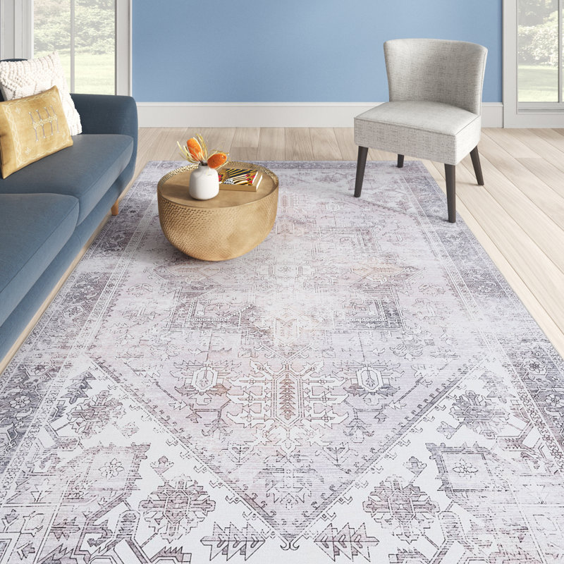 Delvalle Oriental Beige/Gray Area Rug, Rectangle 5' x 8'