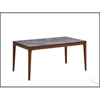 Table de salle à manger Bevis avec plateau en pierre d'ingénierie et finition noyer, alliant élégance, durabilité et style moderne pour toute salle à manger.