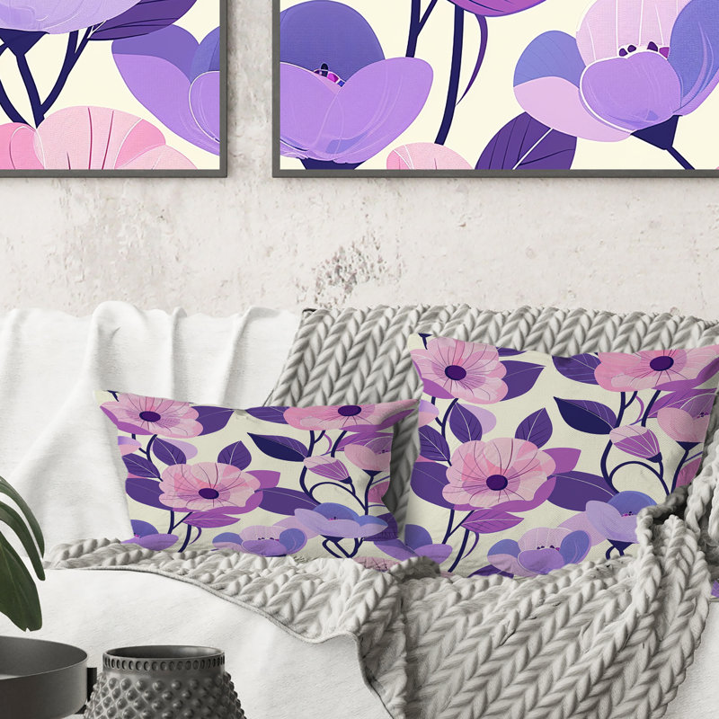 Coussin décoratif mauve rose, H 16 po x l 16 po