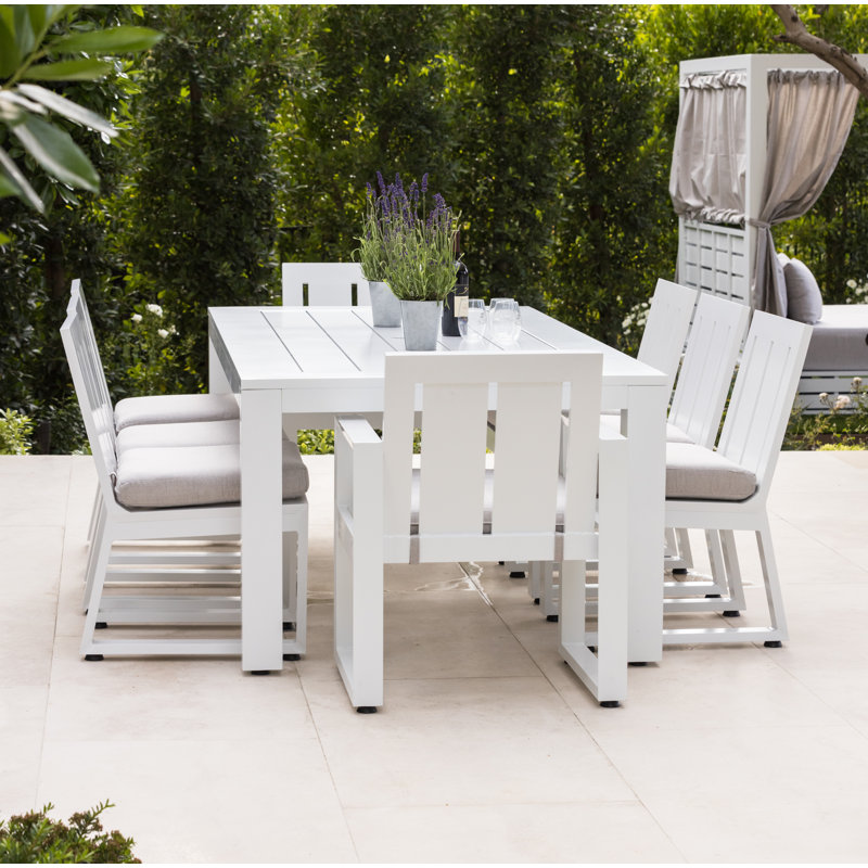 Camela Patio Dining Set, Cast Silver Sunbrella®