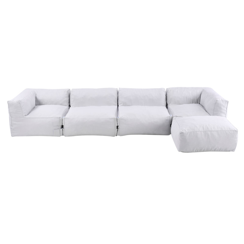 Canapé modulaire en forme de L avec repose-pieds Dael, Gris clair