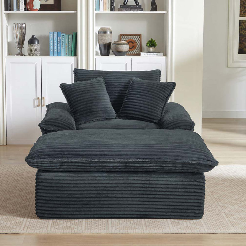 Méridienne avec repose-pieds, coussin lombaire, Gris foncé