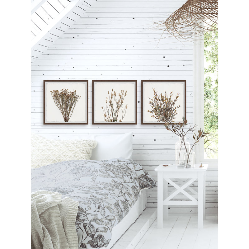 Triptyque branches brunes, H 12 po x l 12 po