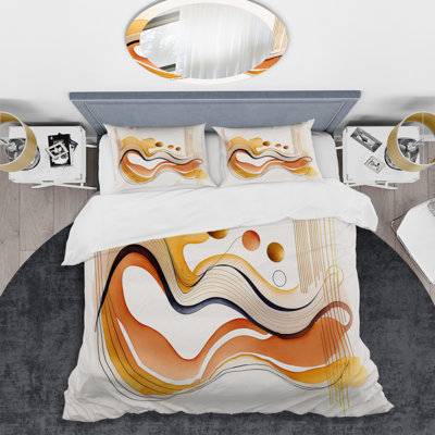 Ensemble de housse de couette en microfibre / polyester Burnt Orange Waves Abstract III