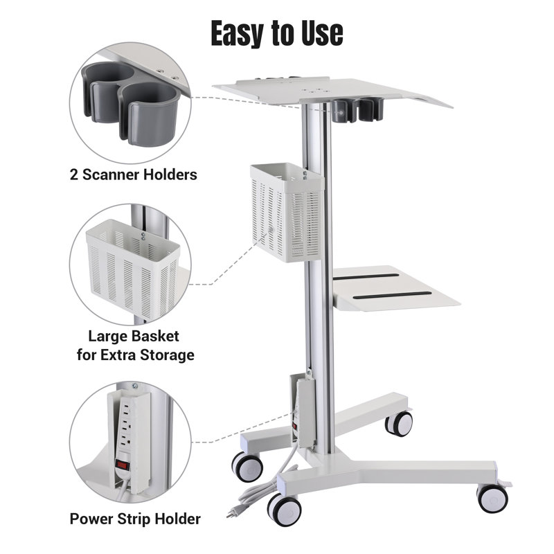 Chariot mobile à roulettes AW 2 Tiers, Argent