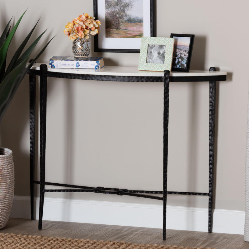 Console en marbre Baxton Studio Mendez - Table d'appoint rustique moderne