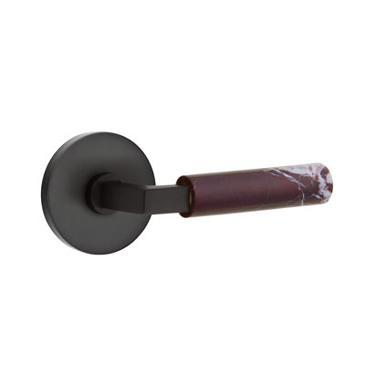 Mortaise intérieure Emtek Select avec rosette à disque et tige carrée en L, marbre Rosso Levanto