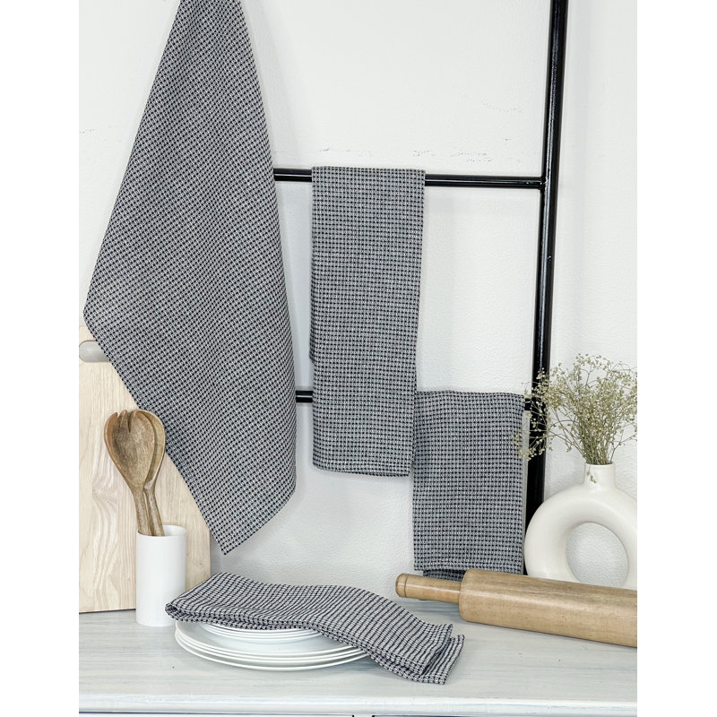 Cotton Dish Cloth Kitchen Towel, Black-White