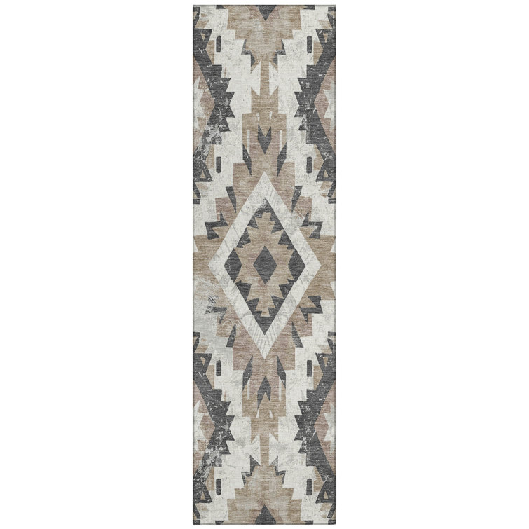 Machine Washable Indoor/Outdoor Xhevrie Taupe Rug