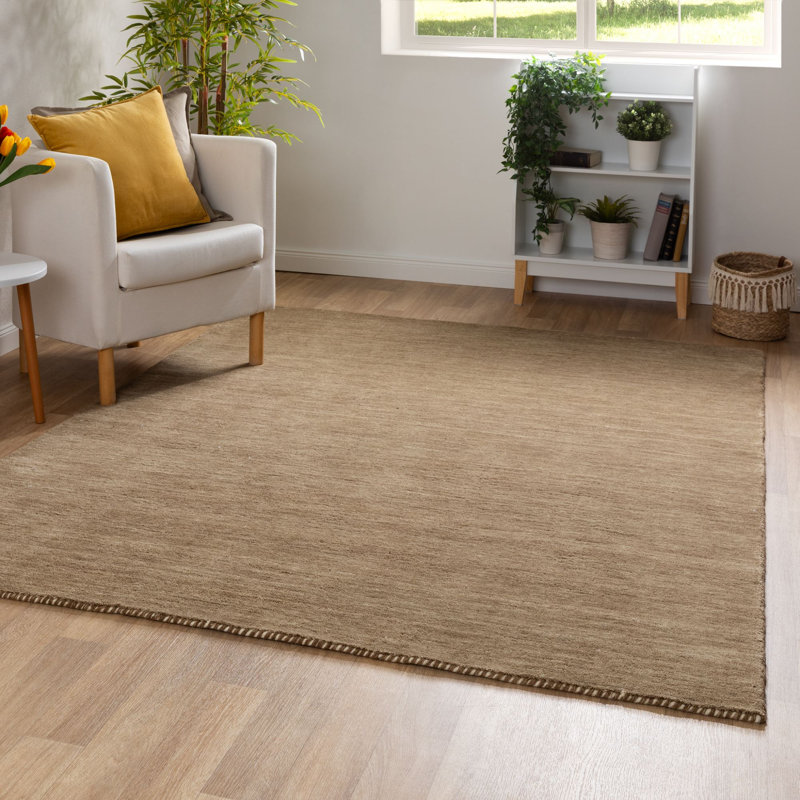 Elno Wool Hand Woven Area Rug, Brown, Rectangle 190cm x 290cm