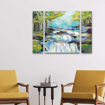 Ensemble de 3 panneaux d'art mural - "The Waterfall" par Jeanette Vertentes 