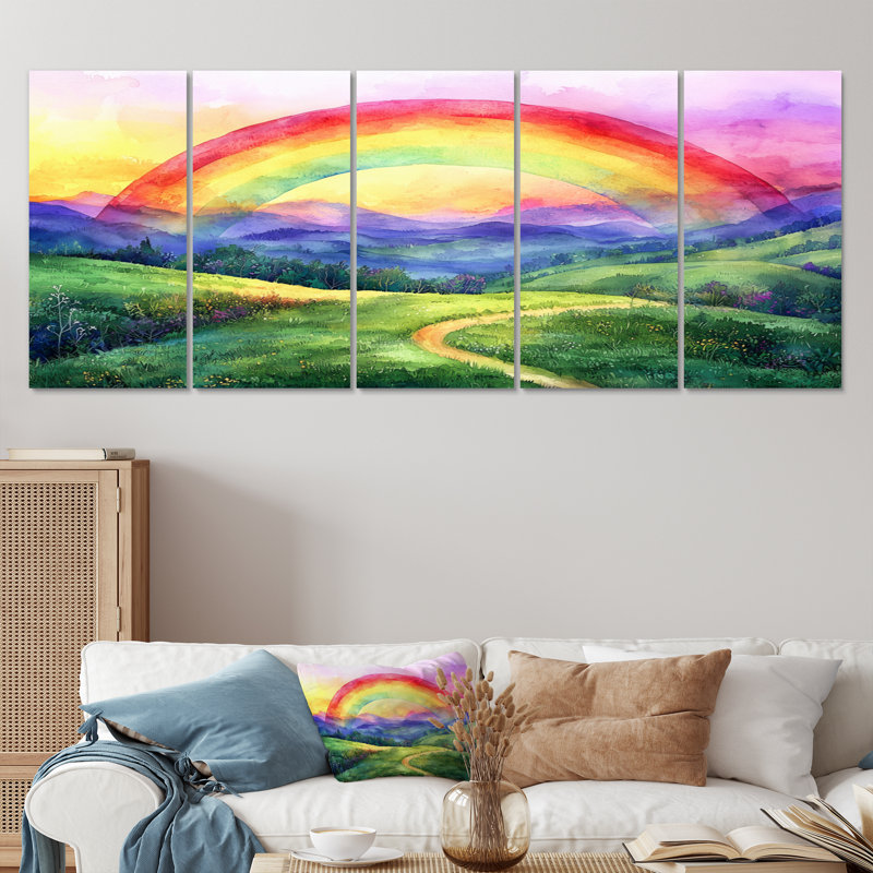 Wanda - - Rainbow Wall Decor - - Art mural traditionnel traditionnel, 5, H 32 po x l 80 po